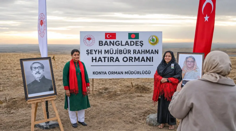 Konya’da Bangladeş Kurucusu Adına Hatıra Ormanı Kuruldu